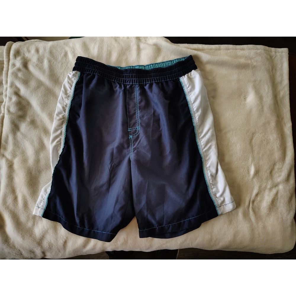 Islander‎ Mens Swim Trunks Navy Blue White Colorblock Mesh Lined Board Shorts L